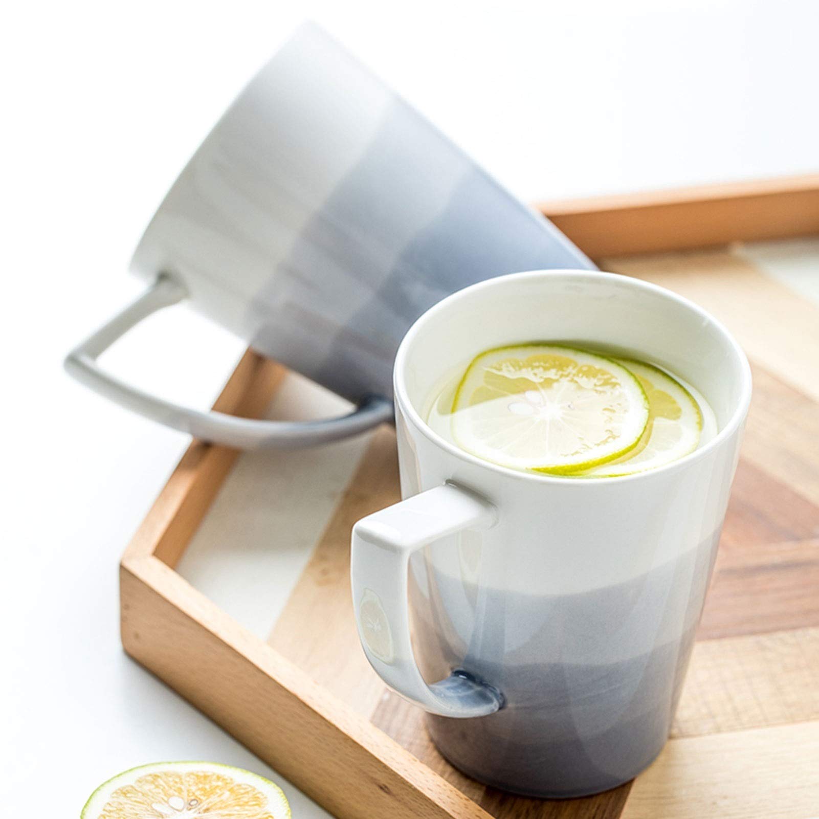Taza de café, Taza de té, Taza de Color Degradado, Taza de café con Mango en Forma de Taza de Desayuno, Taza de Oficina en casa (A)