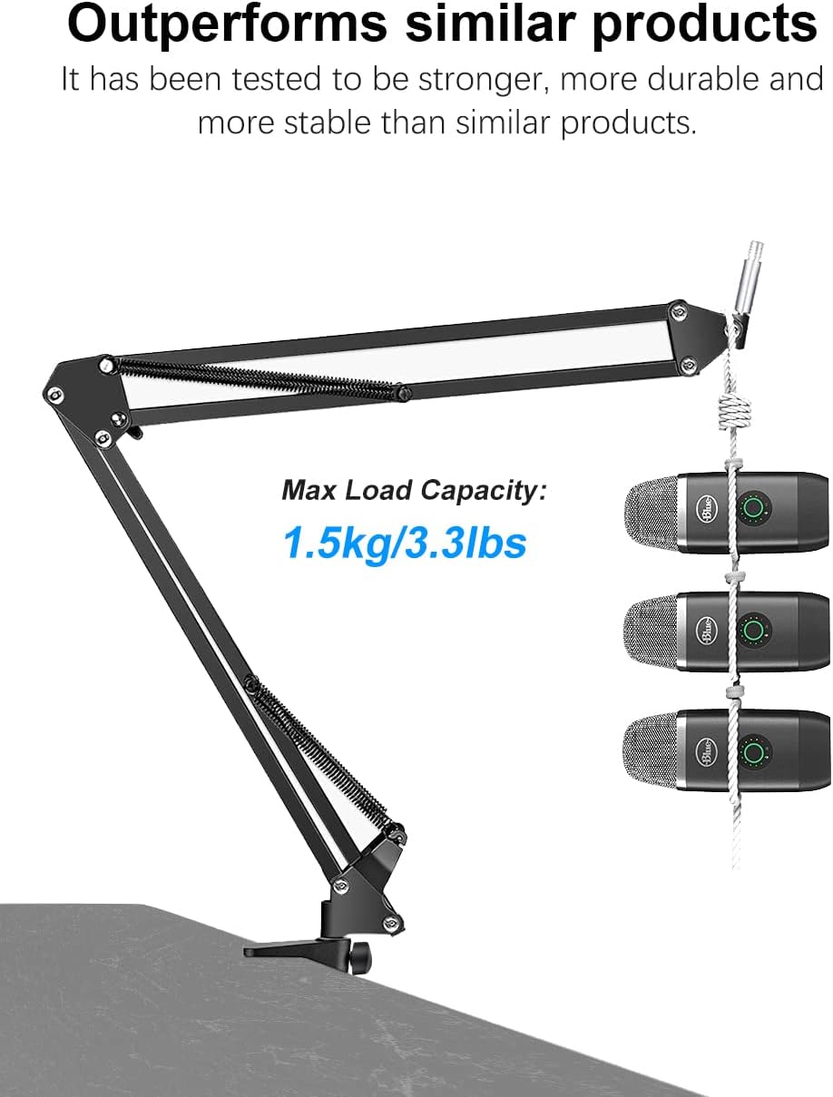 AT2020 Boom Arm Mic Stand With Shock mount [Custom Built for at2020 mic ] kit, Adjustable Suspension Boom Scissor Arm Stand Compatible with audio technica at2020 Microphone