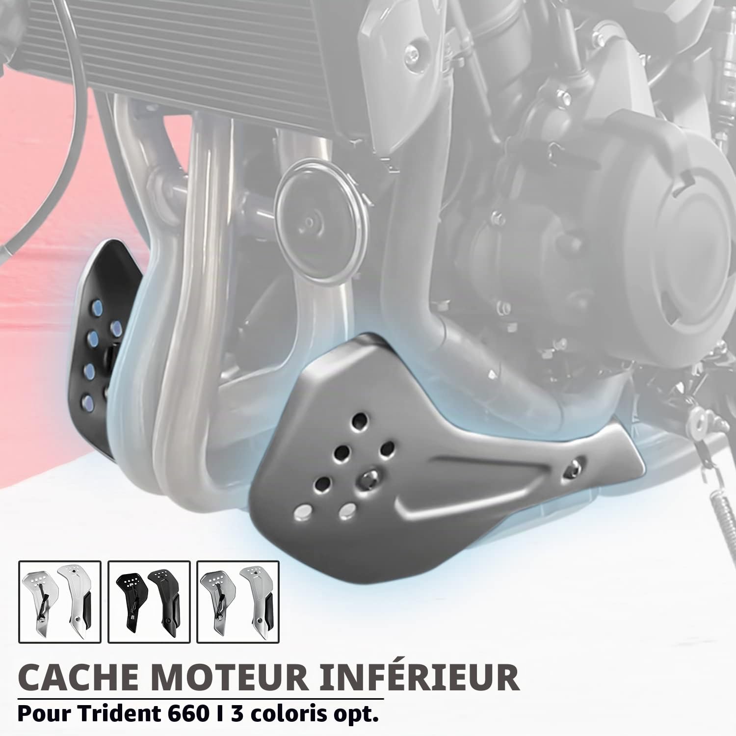 Kit de Cadre de carrosserie de carénage de Capot inférieur de Moteur en Aluminium pour Moto Compatible avec T-riumph Trident 660 2021 2022 2023 (Noir)