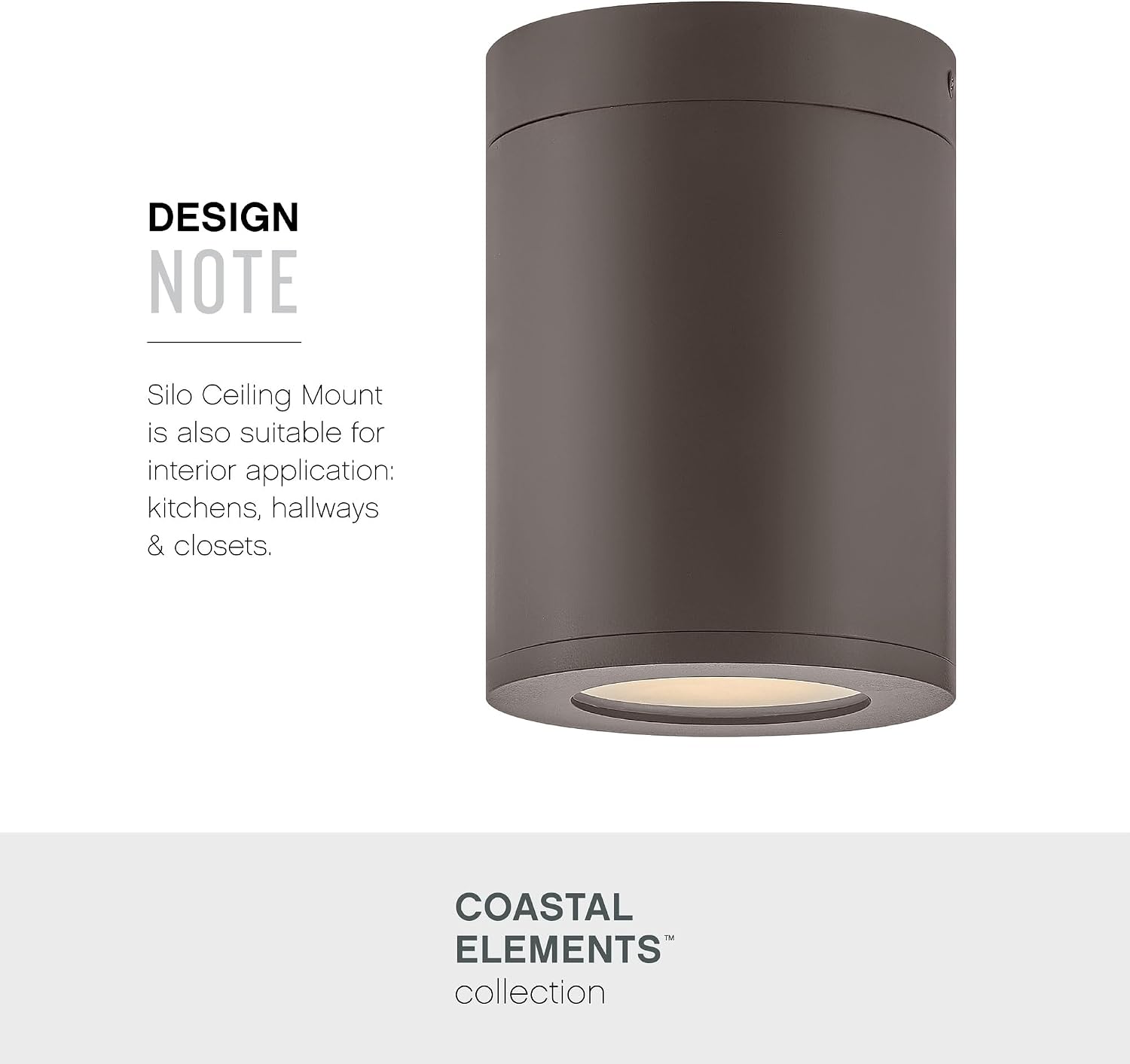 Hinkley Silo Extra Small Single Light Outdoor Flush Mount Lantern – Dark Sky, Anti-Fading Composite, Etched Lens, Bulb Included – Architectural Bronze Finish