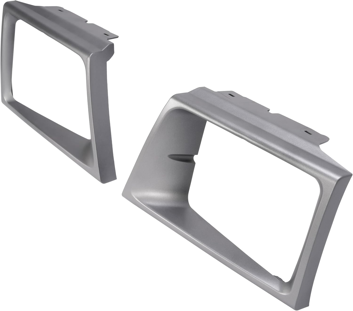 HECASA Headlight Bezel Compatible with 1997-2002 Ford E-150 E-250 E-350 Econoline FO2512158 FO2513158 F7UZ13052AAA F7UZ13064AAA Headlamp Door Driver & Passenger Side Plastic(ABS) Silvery