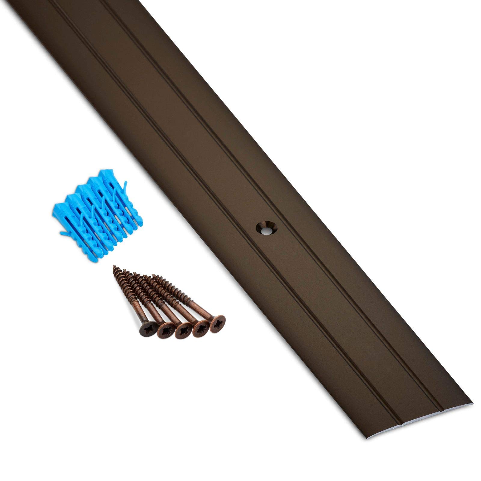 2 piezas SOTECH Perfil de Transición Cross Aluminio Anodizado Bronce 1000 x 37 x 2 mm Riel de transición perforado que incluye juego de fijación riel de piso