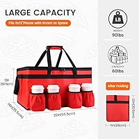 Vista 2 de CIVJET - Bolsa de entrega de alimentos con aislamiento con 4 portavasos, bolsas de comestibles aisladas extra grandes para mantener los alimentos