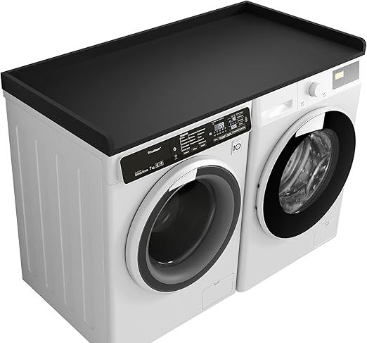 Kaboon Washer Dryer Countertop Only, Melamine Countertop with Edge Rails - 27.5" Depth x 54" Width Laundry Room Organization, Black