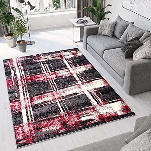 Tapiso Dream Alfombra de Salón Habitación Diseño Moderno Negro Rojo