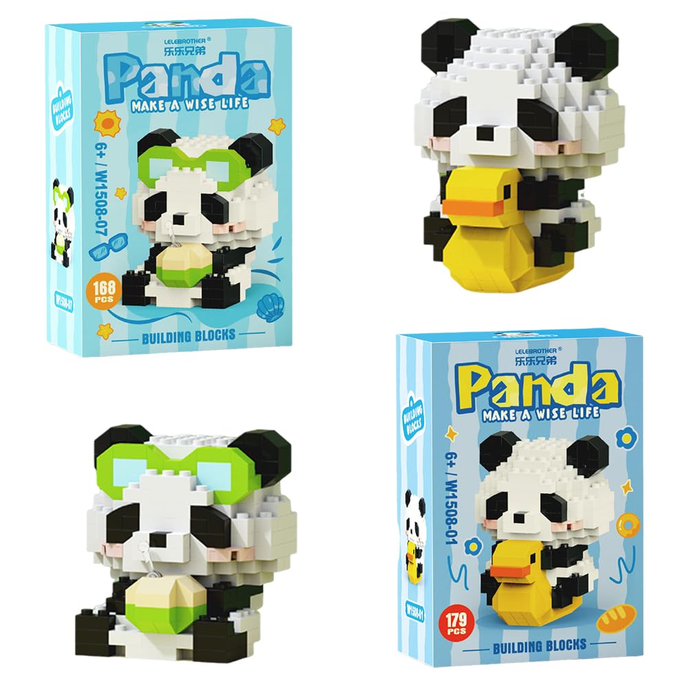 Panda Building Blocks Anime Model Micro Blocks 3D Puzzle Micro Brick Figures Toys Plastic Model Kits Micro Building Block Puzzle Children DIY Block 2PCS