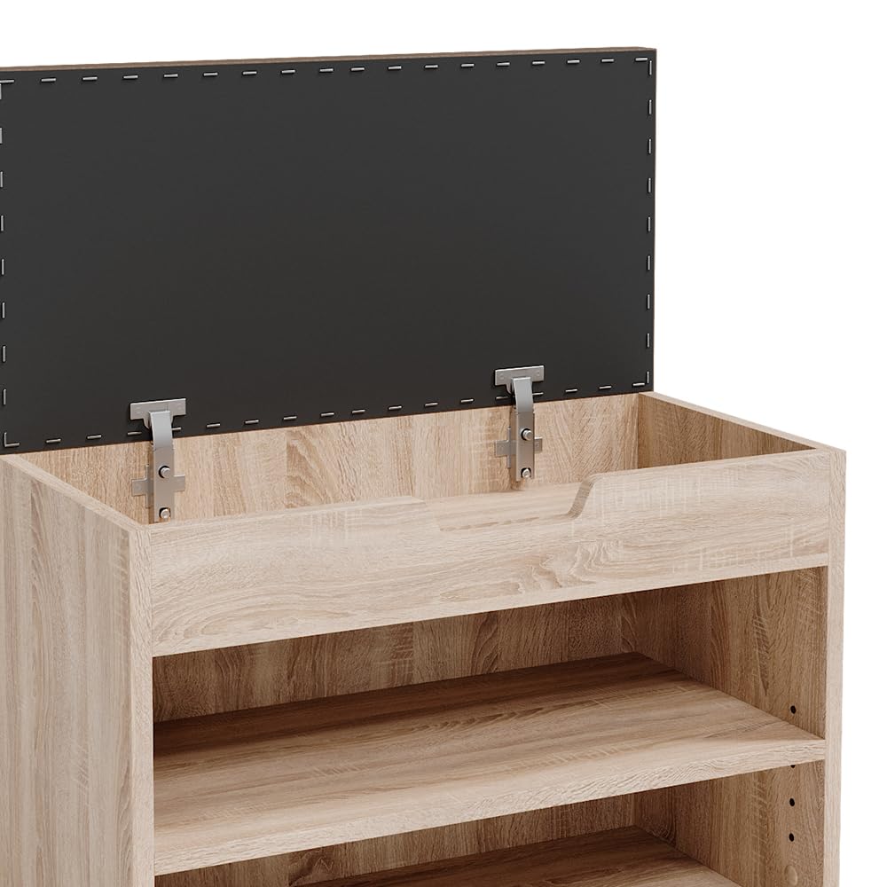 Vicco Banco para Zapatos Rolfe, Sonoma, 60 x 45 cm | para almacenamiento de zapatos y compatible con muebles Rolfe