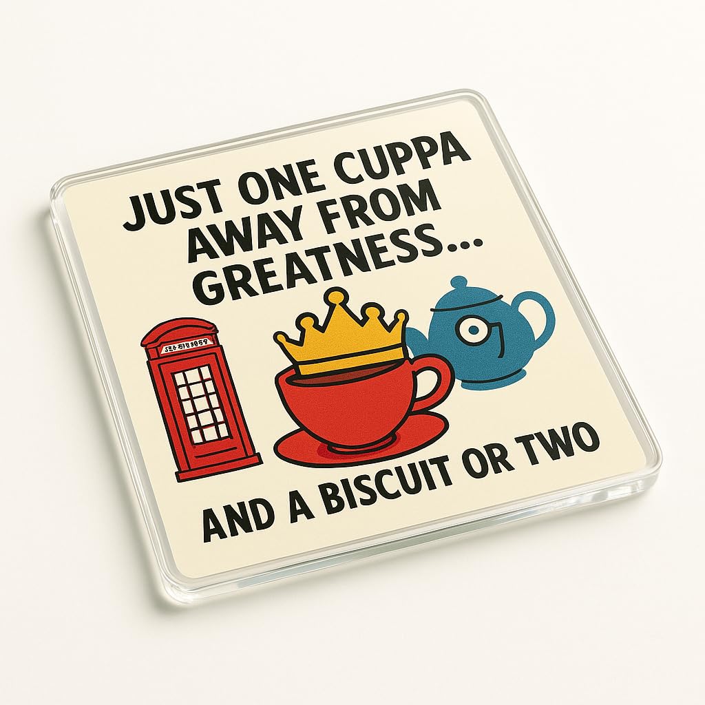 The Plum Penguin [Pending Uniqueness Check] Cheeky Acrylic Coaster Gift For Dad's Birthday - Britishcore Humour Novelty Tea Lover Desk Accessory