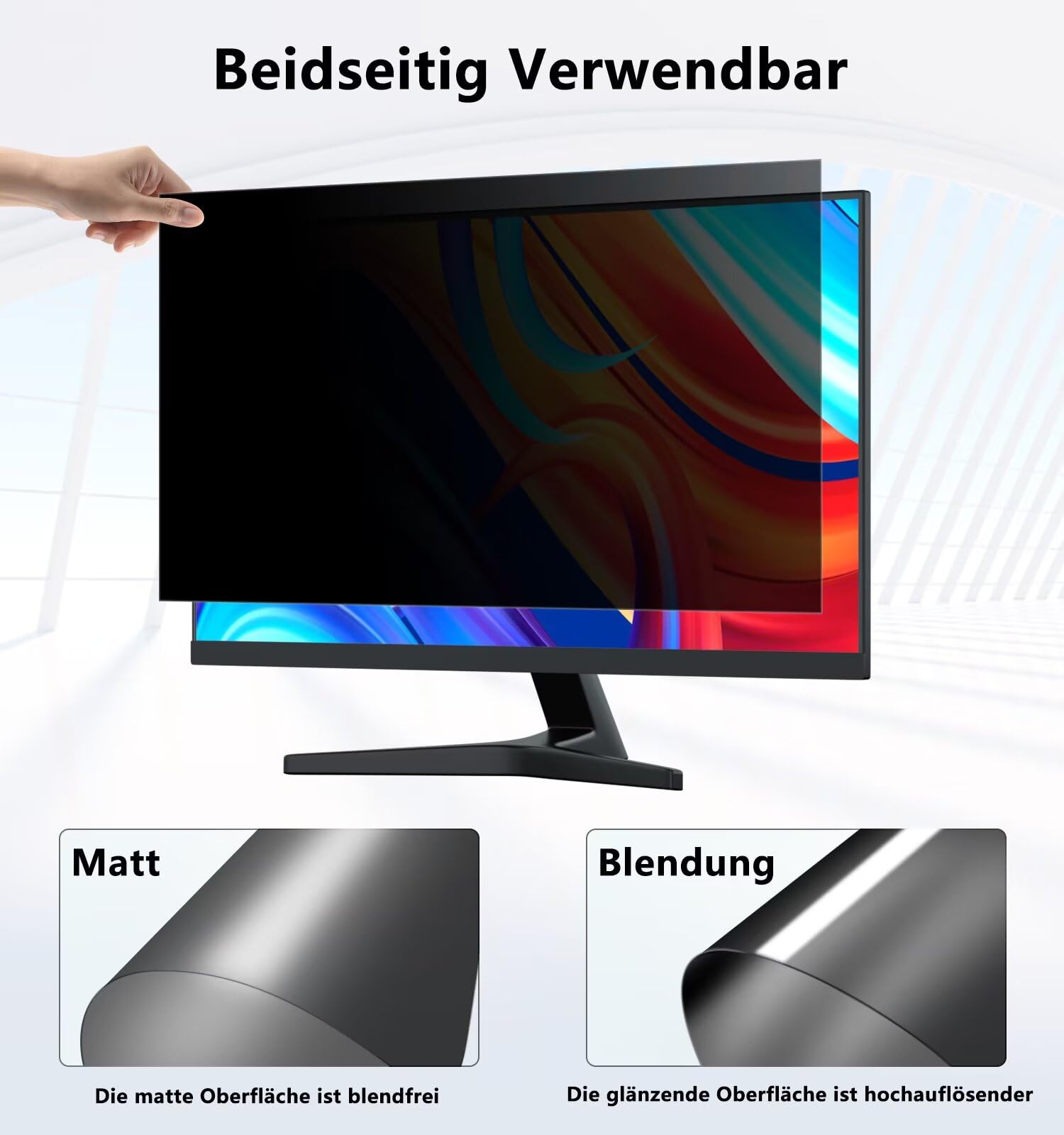 PYS 23,6 pollici Schermo Filtro Privacy per Monitor di Computer 16:9 Rapporto di Aspetto, Anti Luce Blu Anti-riflesso Rimovibile 23,6" Privacy Schermo Filtro Protettore Filtro