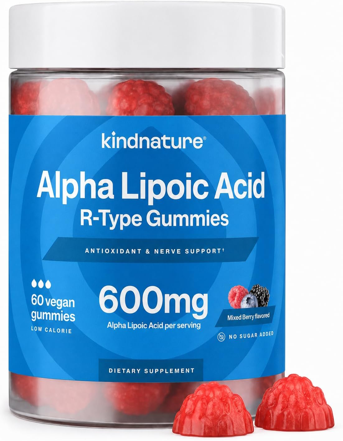 kindnature Alpha Lipoic Acid Gummies 600mg – Neuropathy Supplements – ALA for Nerve Comfort & Antioxidant Support – Sugar-Free, Vegan – 90 Gummies