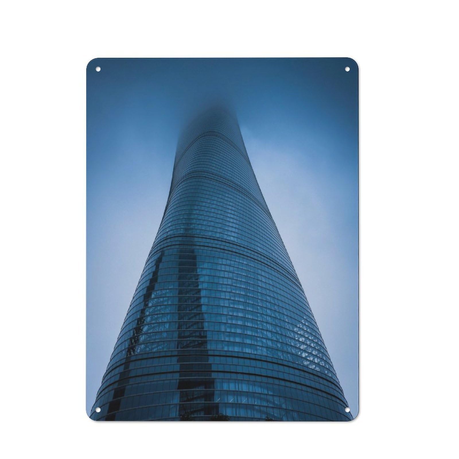 Junmoney Shanghai Tower Vintage Metal Sign 40X30cm For Workshop Wall, With Clear Vintage Wall Decor Character