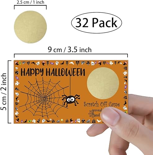 Miniatura 2 de REWIDPARTY Juego de cartas para raspar para fiesta de Halloween (32 unidades) Vales de juego de fiesta de Halloween, premios de juegos de rifas