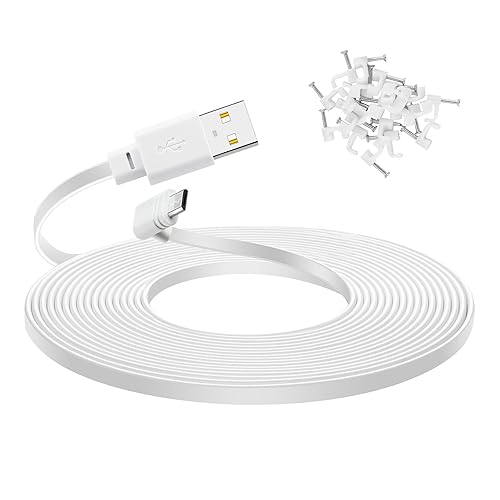 YEAOI Cable de extensión de 30 pies para cámara WYZE Cam Pan V3, cable de alimentación micro a USB de 90 grados para cámara de seguridad para el