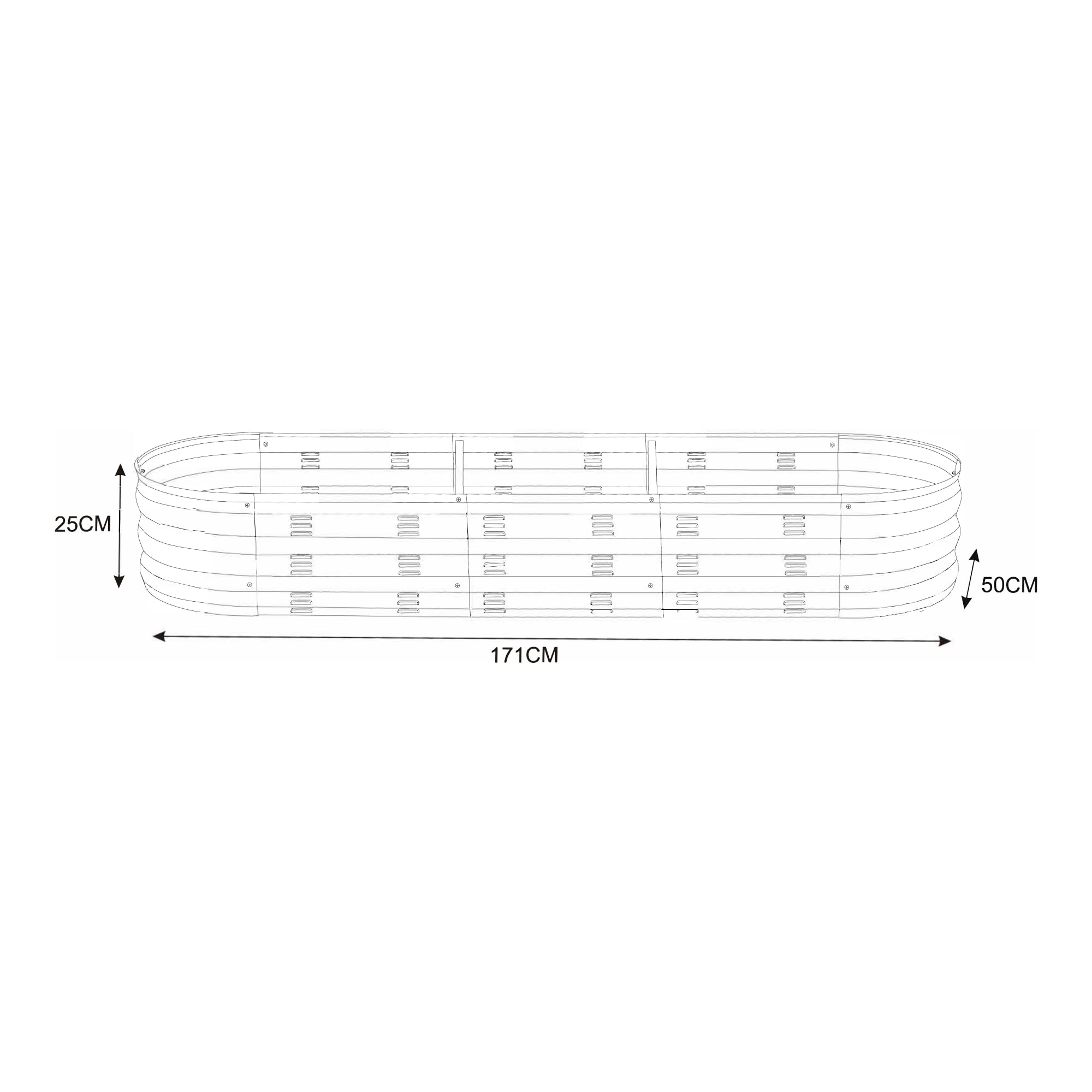 casa.pro Jardinière Surélevée Grande Taille Lit Surélevé Bac à Fleurs Carré Potager Haute Parterre de Jardin Bac de Plantation Extérieur Terrasse Balcon Acier Galvanisé 171 x 50 x 25 cm Anthracite