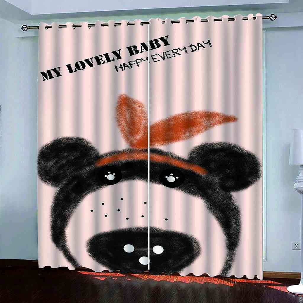 Rideaux occultants enfant 3D animal noir 200x214 cm