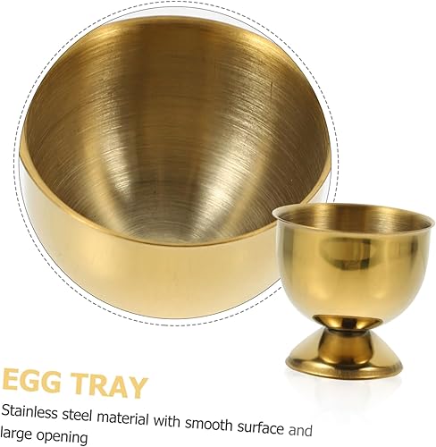 Miniatura 2 de DOITOOL Juego de 6 soportes de maquillaje para huevos, soporte para tazas de huevos hervidos dorados, bandeja de huevos de acero inoxidable,