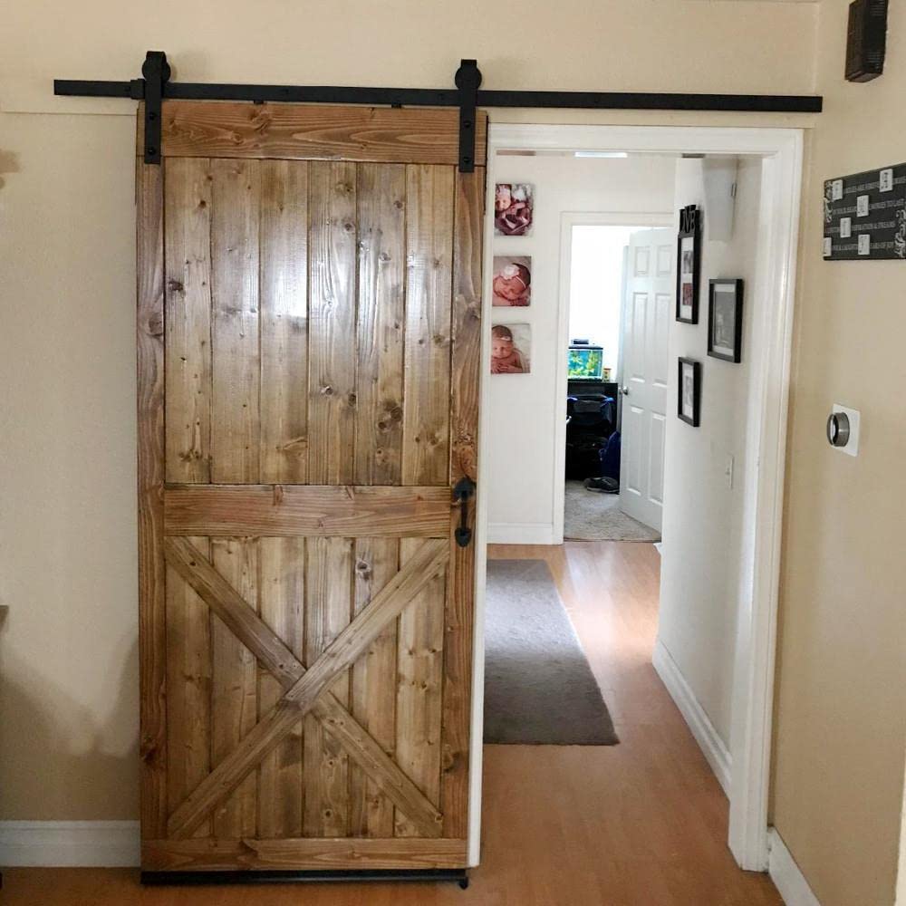 Yaheetech Binario Porta Sorrevole Guida per Porta Anta Scorrevole Kit Ferramenta Accessori da Parete Interno e Esterno 6,6 FT/200 cm