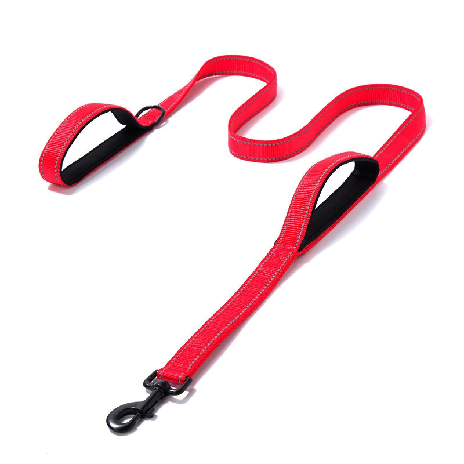 Hondenriem voor grote honden, reflecterende nylon riem, gevoerd neopreen handriemen, dubbele handgreep, geschikt voor middelgrote tot grote honden, 150 x 2,5 cm