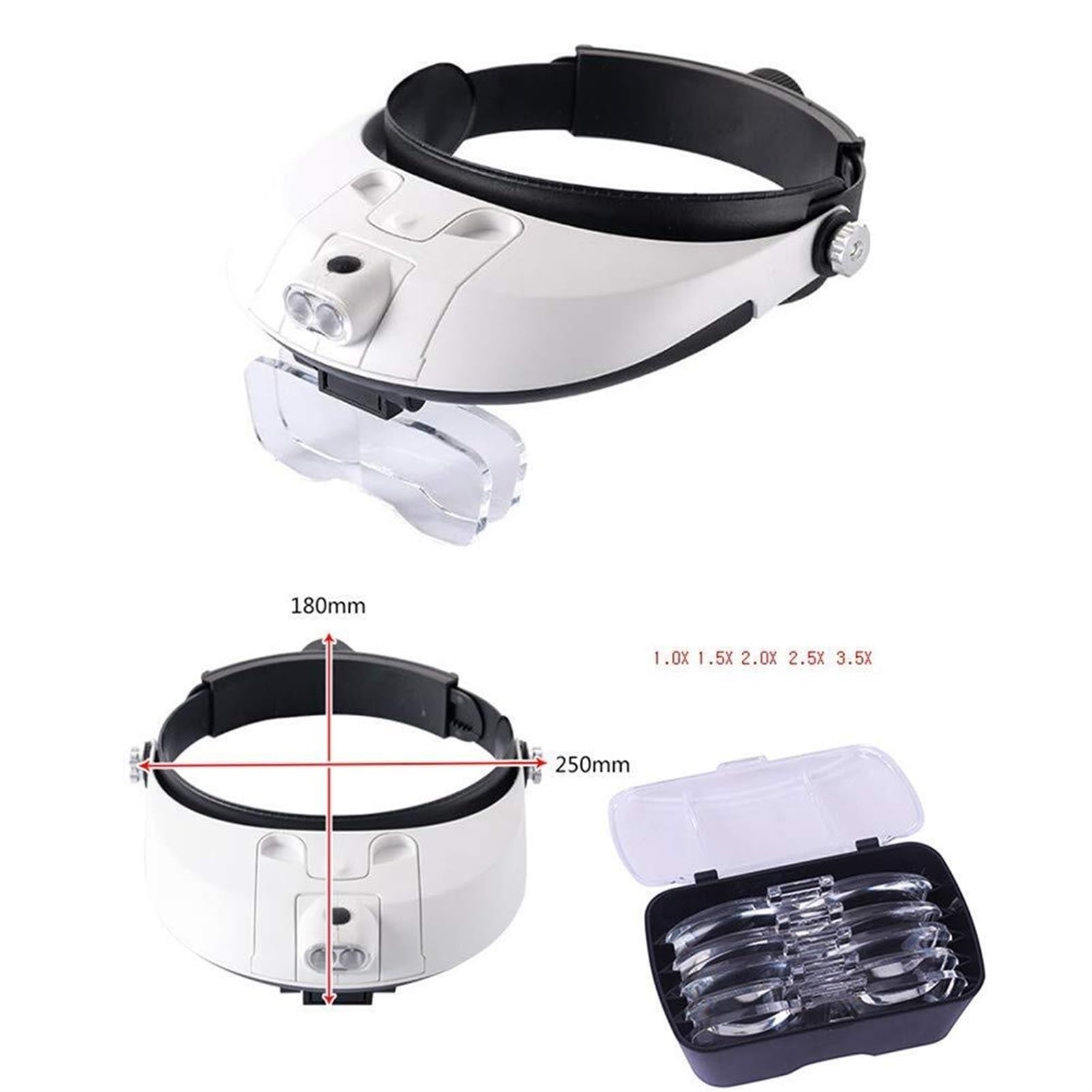 3,5-fache Vergrößerung, Lupenbrille für Zahnärzte, Kopfbandlupe mit LED-Licht, freihändige Lesebrille für Naharbeiten, Lupenbrille,