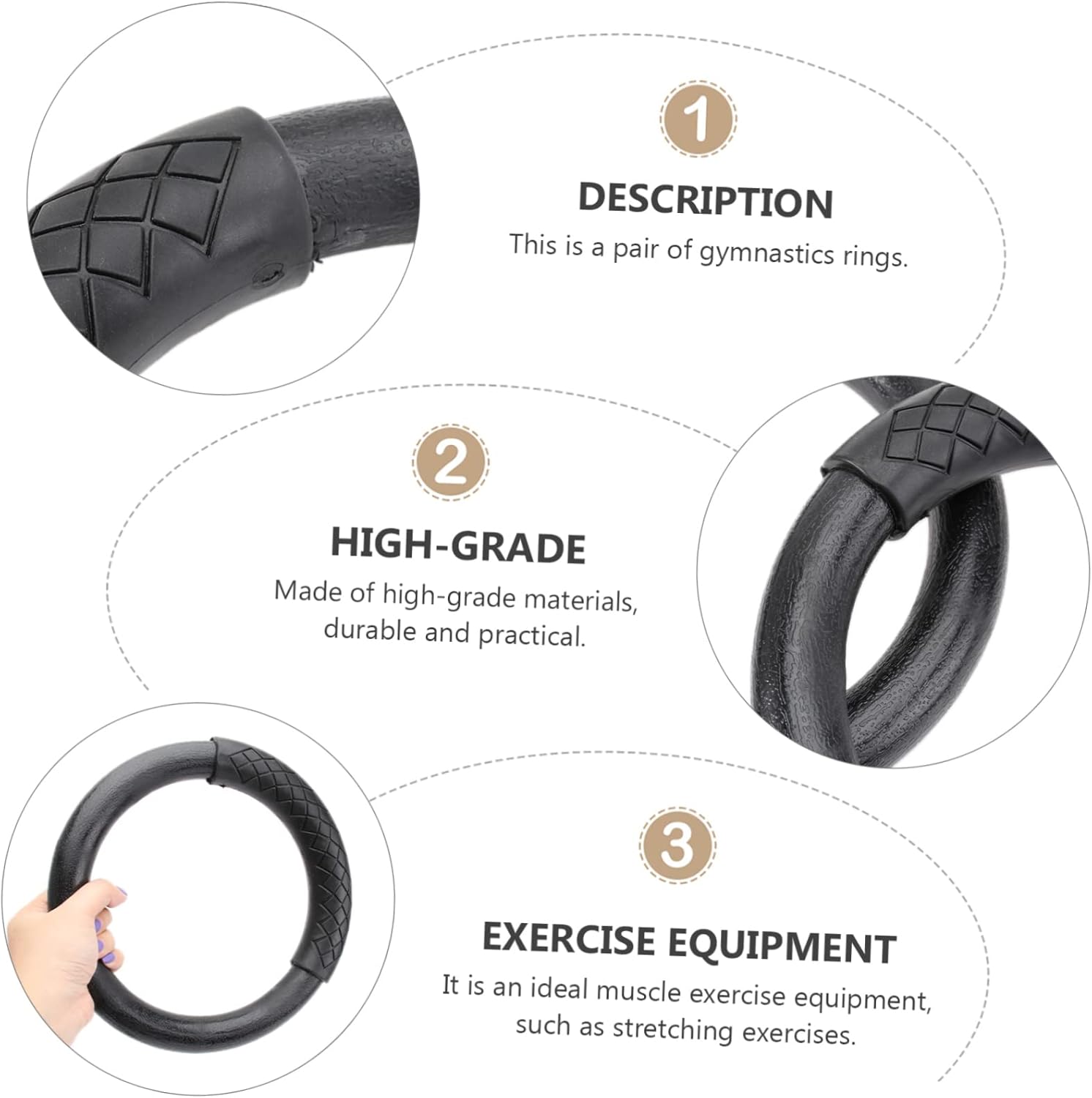 1 Pair Abs Gymnastic Rings for Home Workout Fitness Rings for Full Body Workout