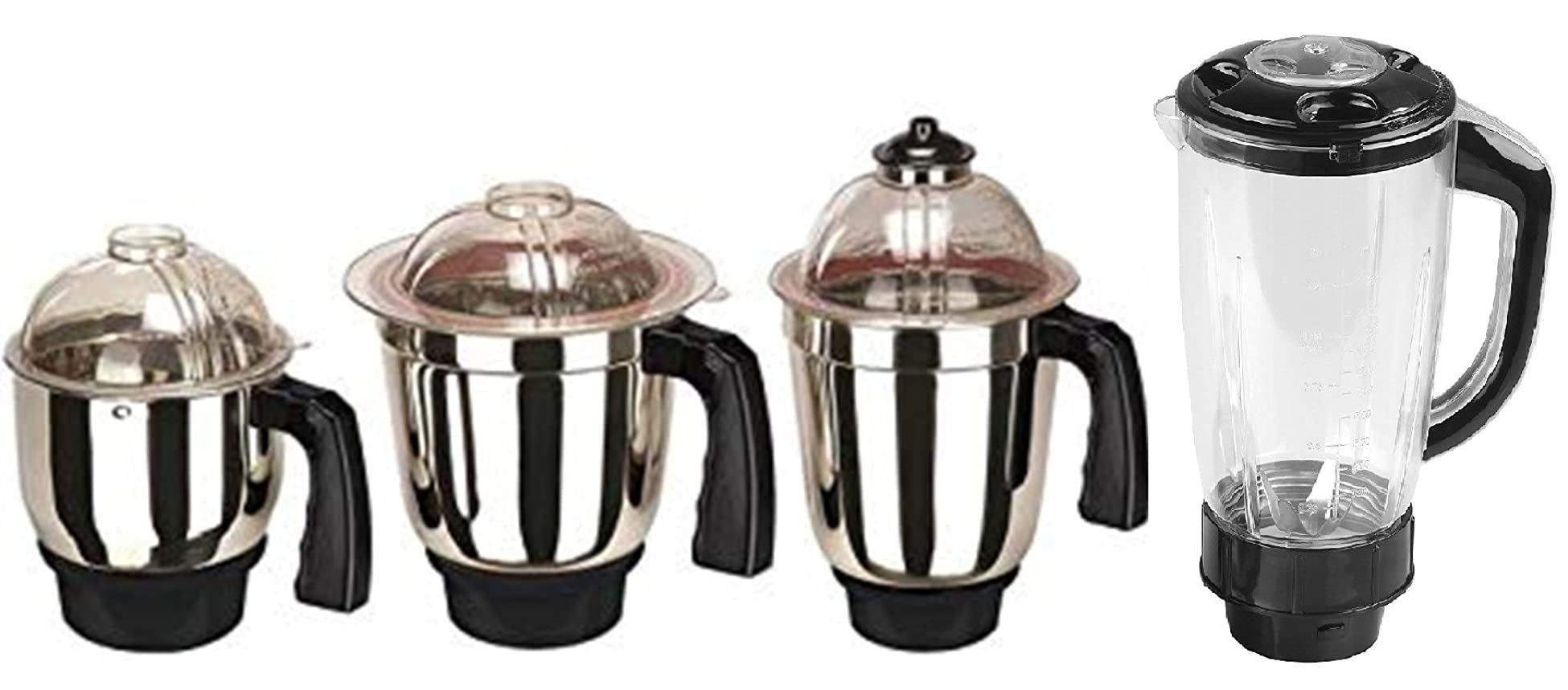 Su-mix Set of 4 Mixer Jar 3 Stainless Steel and 1 Juicer Jar Milkshake jar (Dry Grinding jar, Liquide Blending Jar ,chutney jar and Milkshake Jar)|Standard Mixer Jar|Mixer Grinder Steel jar with lid, MGF(Steel Black)-picture-12