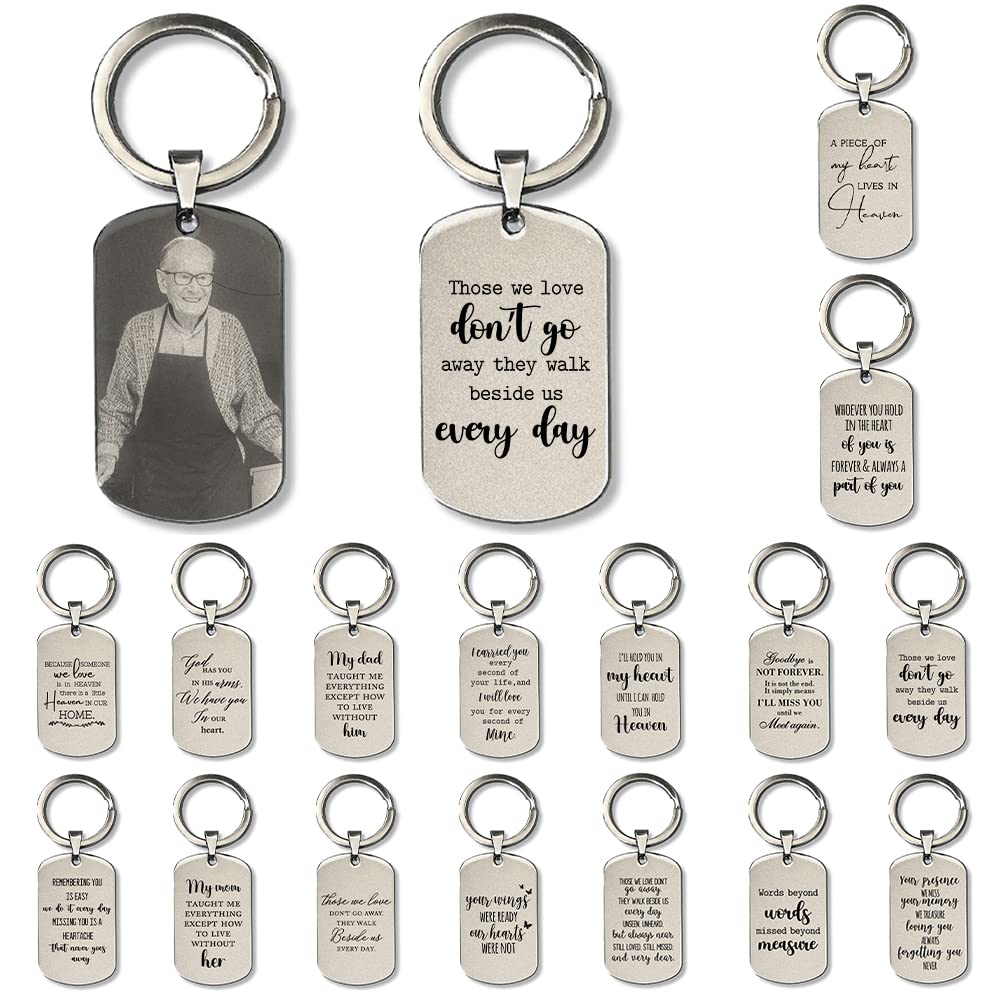 Gutegifts Men's Silver Personalised Engraved Keyring Gifts For Wo Photo Key Chain Memorial Christmas Bereavet Remembrance Funeral Keepsake Mum Dad Grandma Grandad