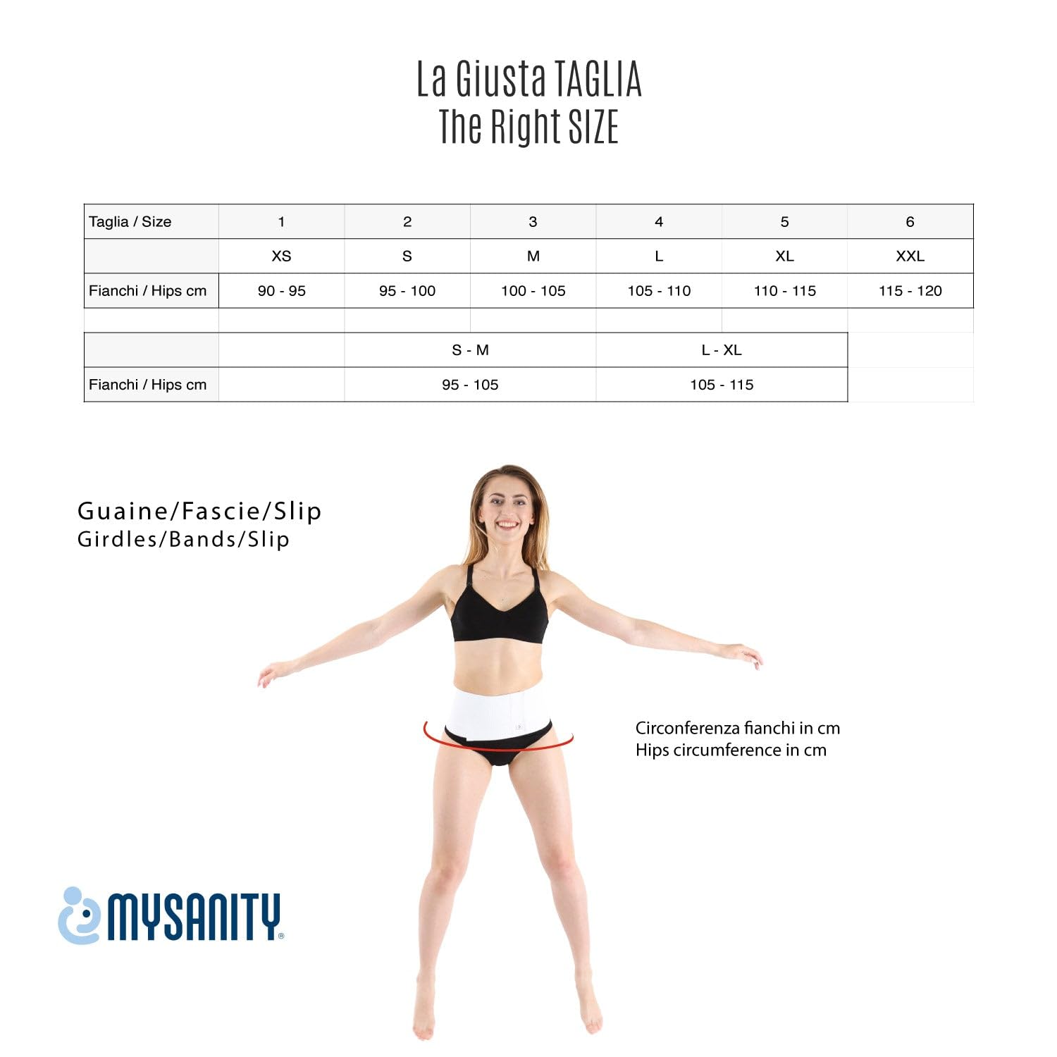 MYSANITY Fascia Post Parto Traspirante, Bianco, SM