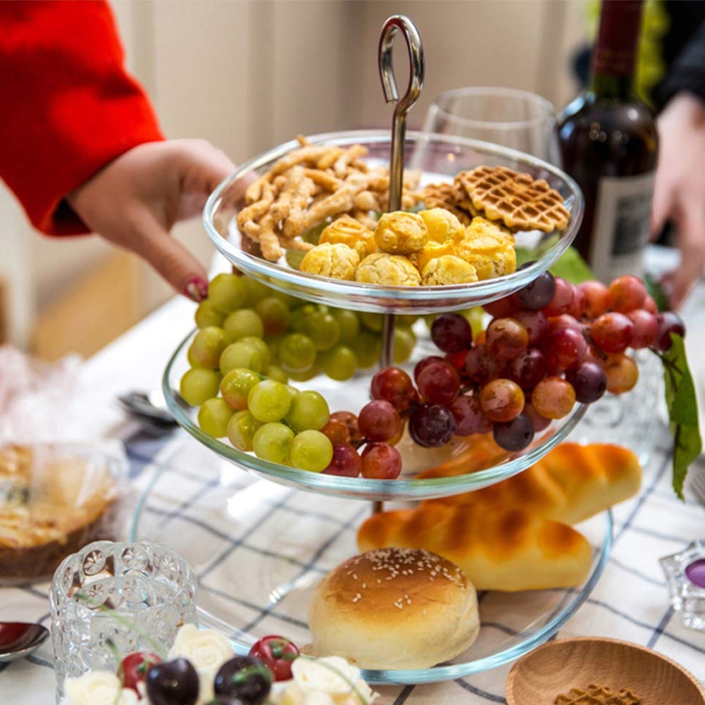 3 Tier Glass Dessert Cupcake Stand Transparent Round Cake and Serving Stand Stable Birthday Wedding Cupcake Display Stand for Sweet Time and Tea Time-a