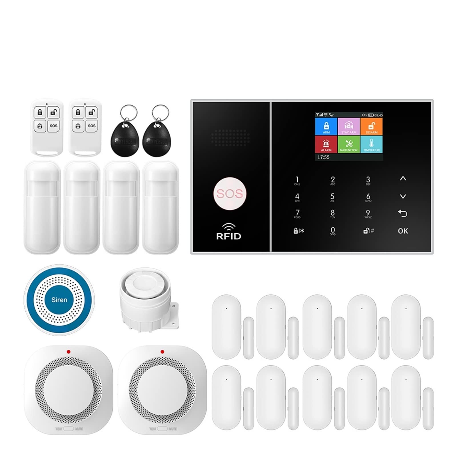 CUDTAPI Alarm System For Home GSM Security Host With Door And Motion Sensor Tuya App Control Work(K)