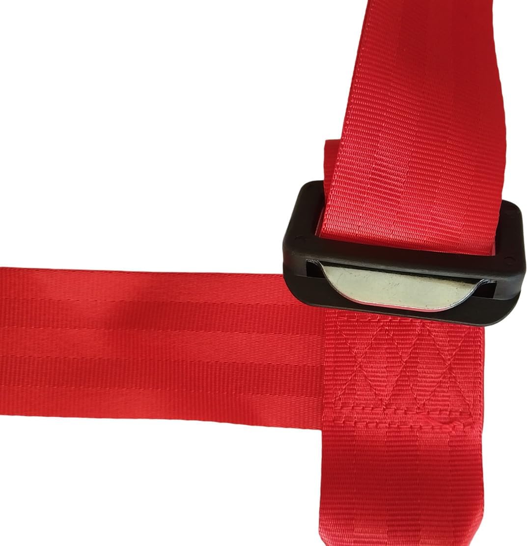 Yakitoko Universal Quick Buckle Harness with Retractable Adjustable for UTV ATV Racing Go Kart Excavator Skid Loader Backhoe Dozer Telehandler Lawn Mower Red