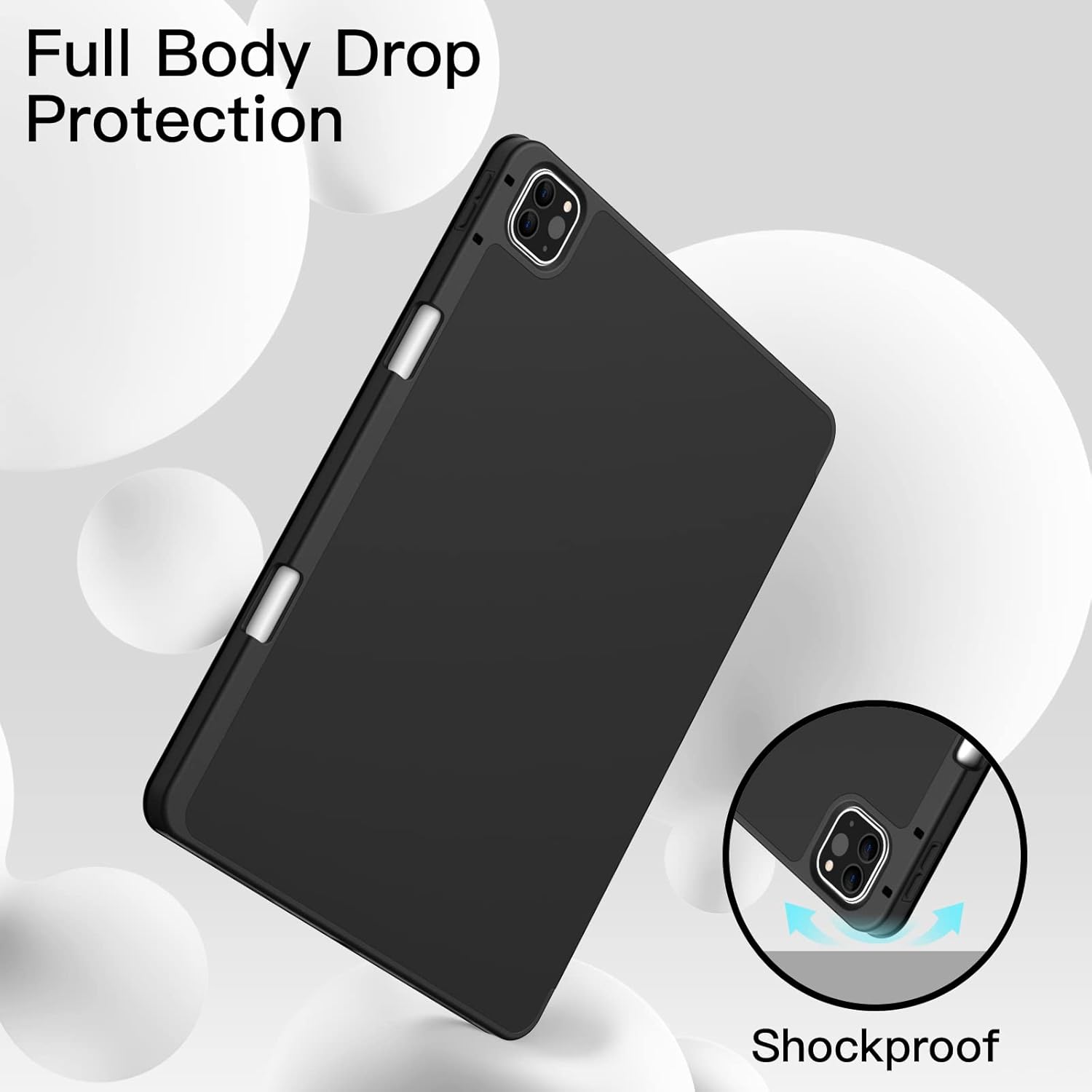 JETech Case for iPad Pro 12.9-Inch (2020/2018 Model, 4th/3rd Generation) with Pencil Holder, Support 2nd Pencil Charging, Slim Tablet Cover with Soft TPU Back, Auto Wake/Sleep (Black) - Image 4