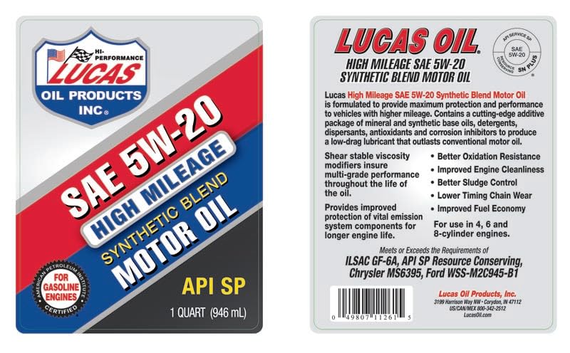 Aceite para motor Lucas Oil sintético 5W-20 1 Qt miniatura 2