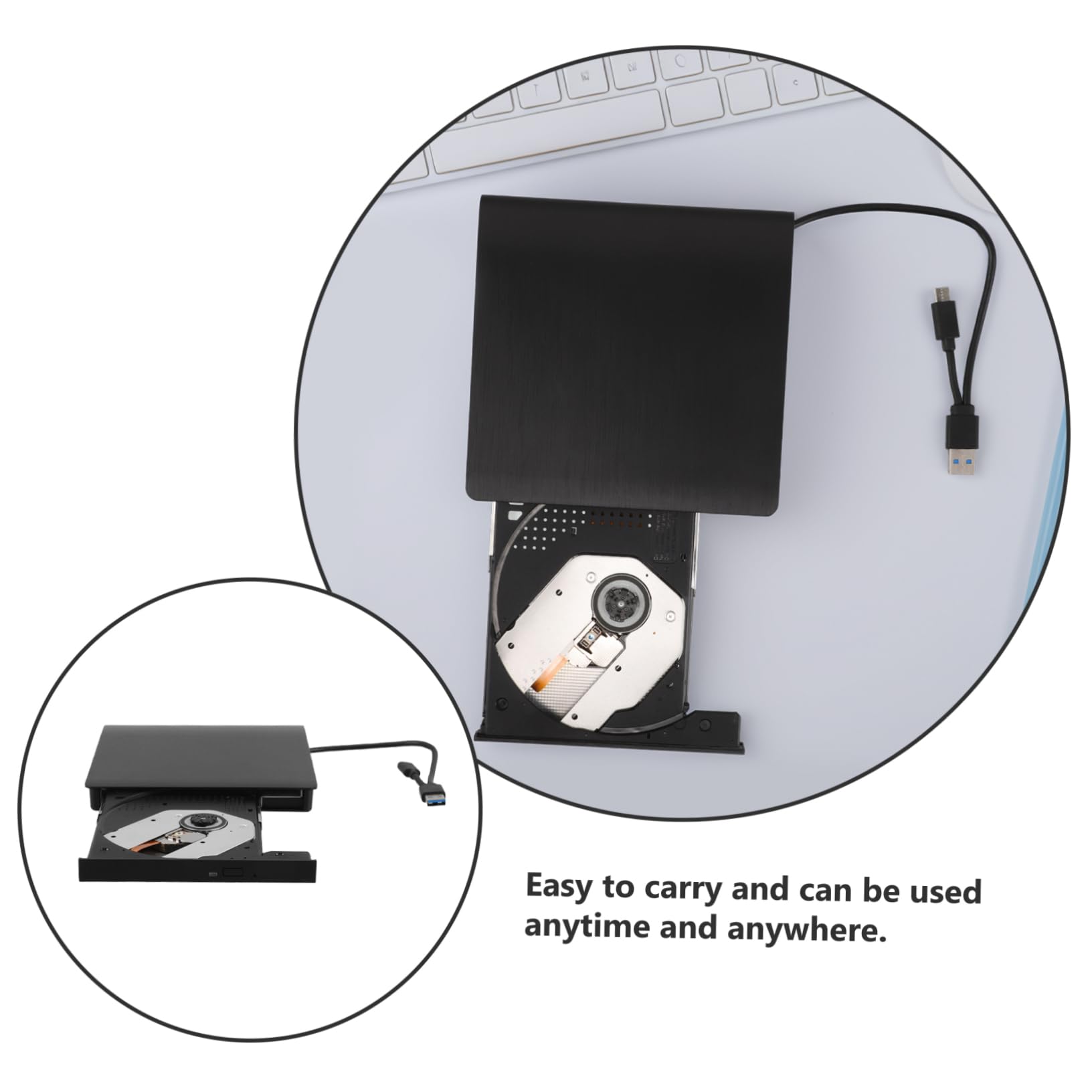POPETPOP Masterizzatore Dvd Esterno USB Type-c per Desktop e Tablet Nero | Lettura CD e Dvd, Trasferimento Dati Veloce, Plug And Play, Struttura in Plastica e Metallo