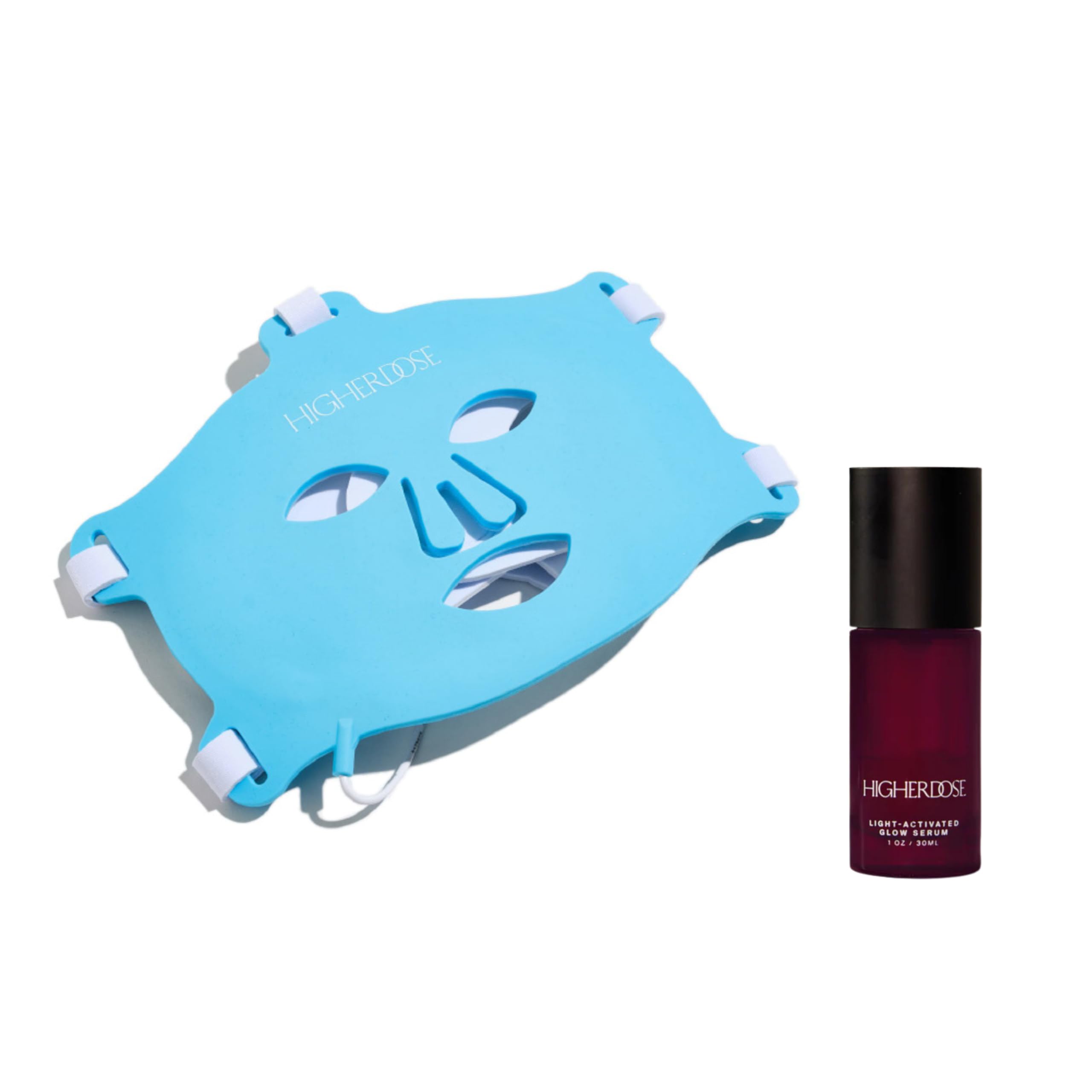 HigherDOSE Red Light Therapy Face Mask Light-Activated Glow Serum - Cordless LED Facial Light Therapy Promotes Cellular Renewal