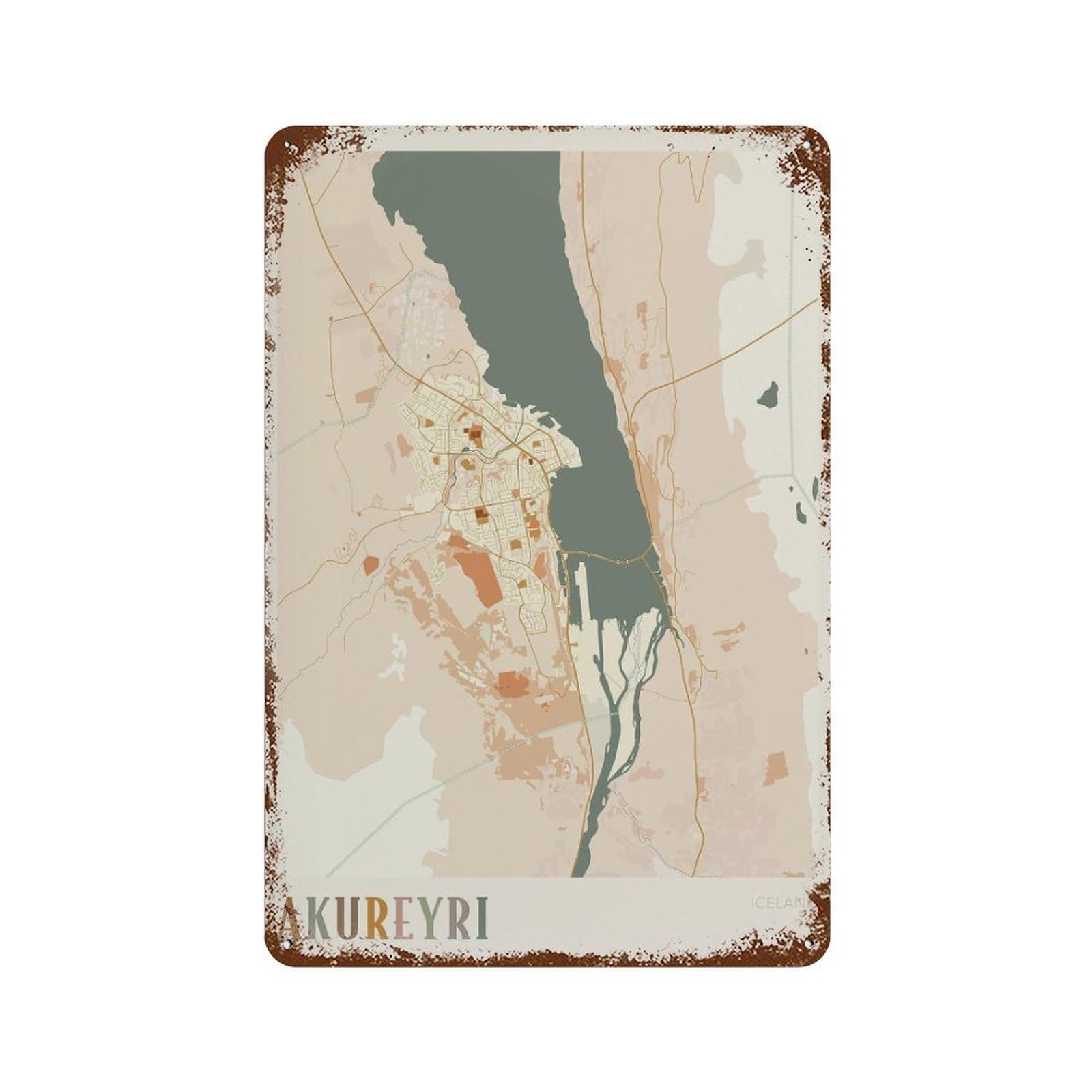 xiaoxiaoshen Akureyri Map Iceland Travel Gift Boho (2) Wall Decor Art Metal Tin Poster Modern Home Decor Art Home Bar Shop Decorations Vintage Sign 30x20cm