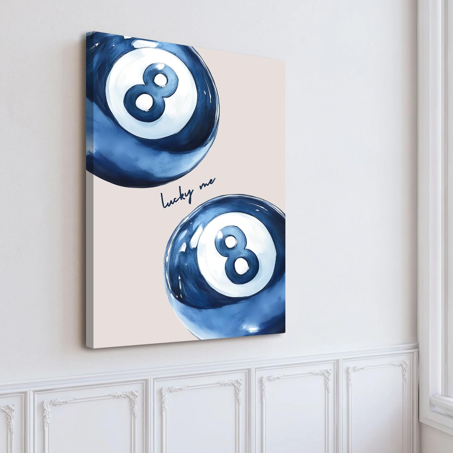 Set di 3 stampe artistiche da parete blu alla moda, motivo coquette, decorazione per la stanza, decorazione estetica per la stanza, blu navy, discoteca, 8 palline, stampa su tela per camera da letto