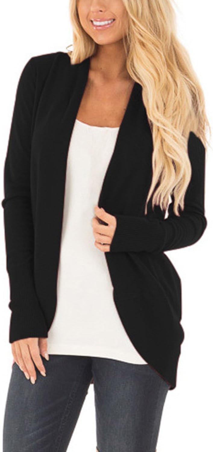 Womens Long Sleeve Open Front Soft Knit Cardigan Loose Oversized Sweater Coat