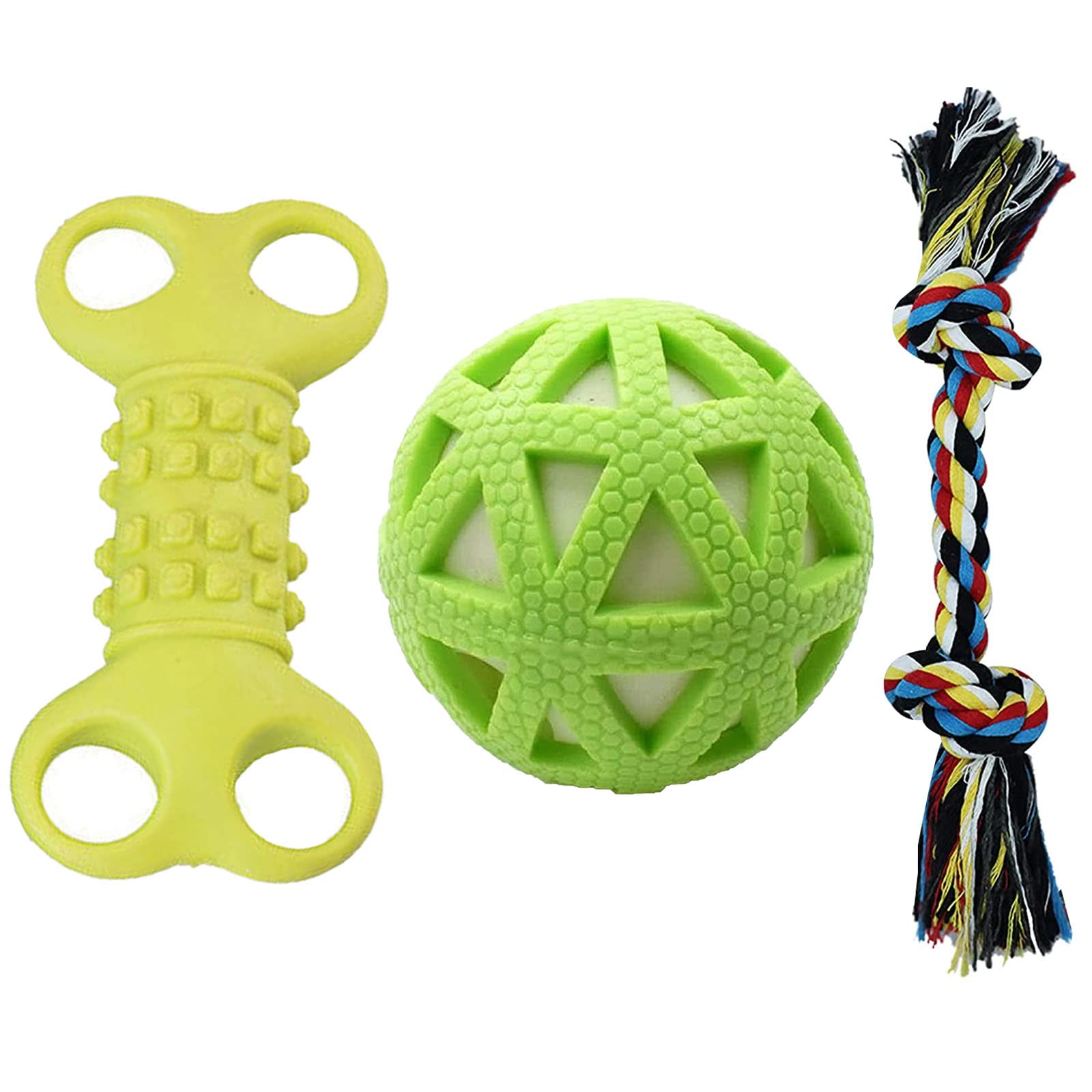emily pets Chew Toys for Puppies, Includes Rope Toy, Rubber Ball & Bone Toy for Dogs (Color May Vary, Pack of 3) (B0BFB49MQZ) Amazon Price History, Amazon Price Tracker