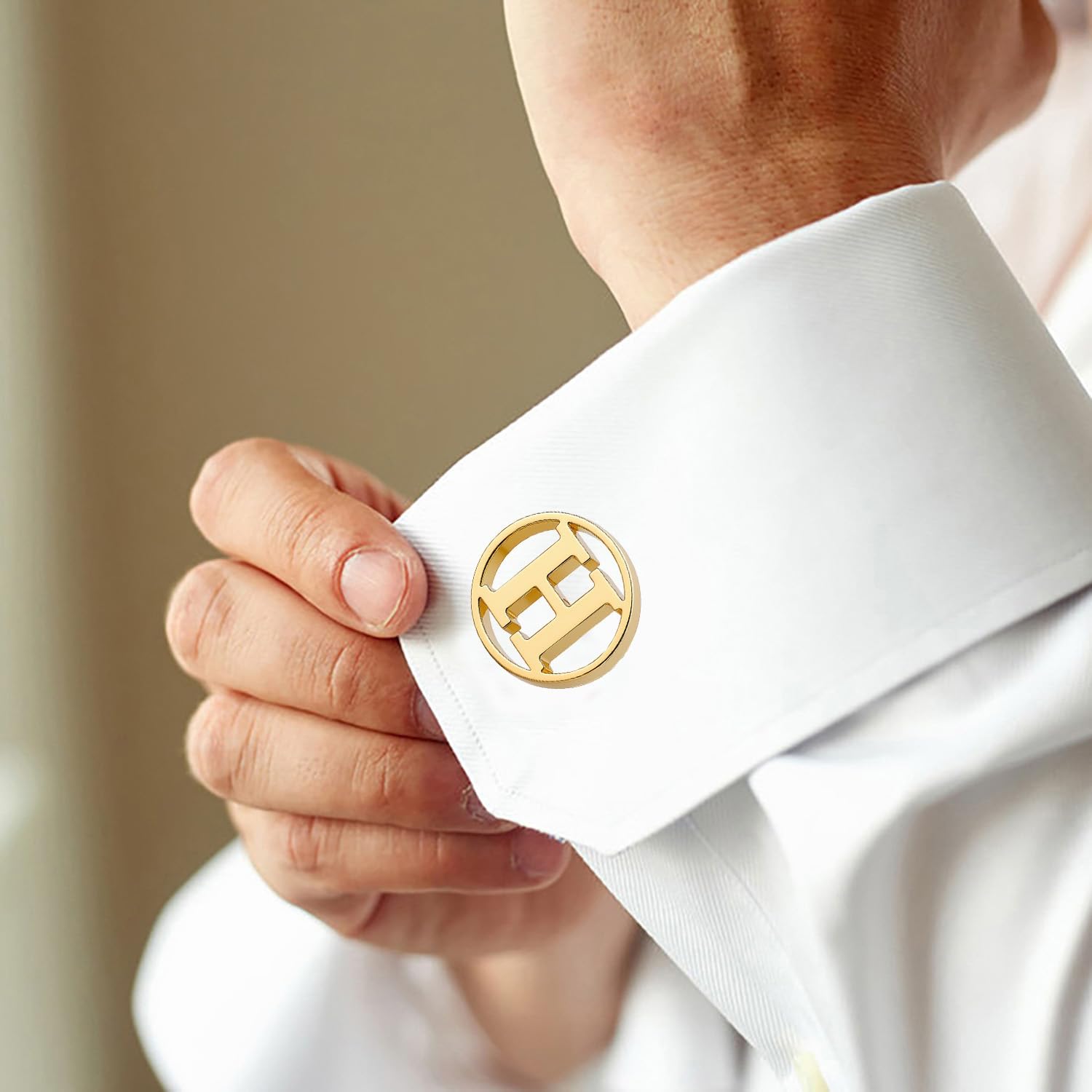 GWD Cufflinks for Men Classic Tuxedo Shirt Wedding Cuff Links Personalized Initials A-Z Gift - Image 2