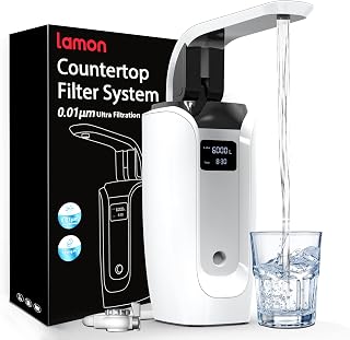 Lamon® LW-03 Countertop Water Filter System, 0.01 μm Ultra Filtration 6-Stage Countertop Alkaline Faucet Water Filter, Removes Heavy Metals, Bad Taste and Up to 99.99% of Chlorine, NSF42 Standard