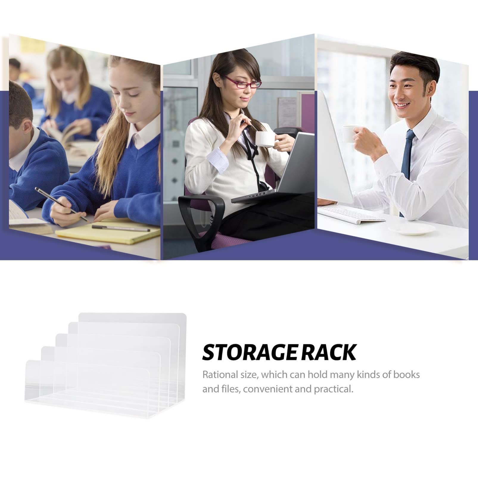 Angoily Organizzatore Documenti da Scrivania in Acrilico Trasparente | Rack Multi-griglia per Riviste e Posta, Design Semplice e Ordinato per Casa e Ufficio