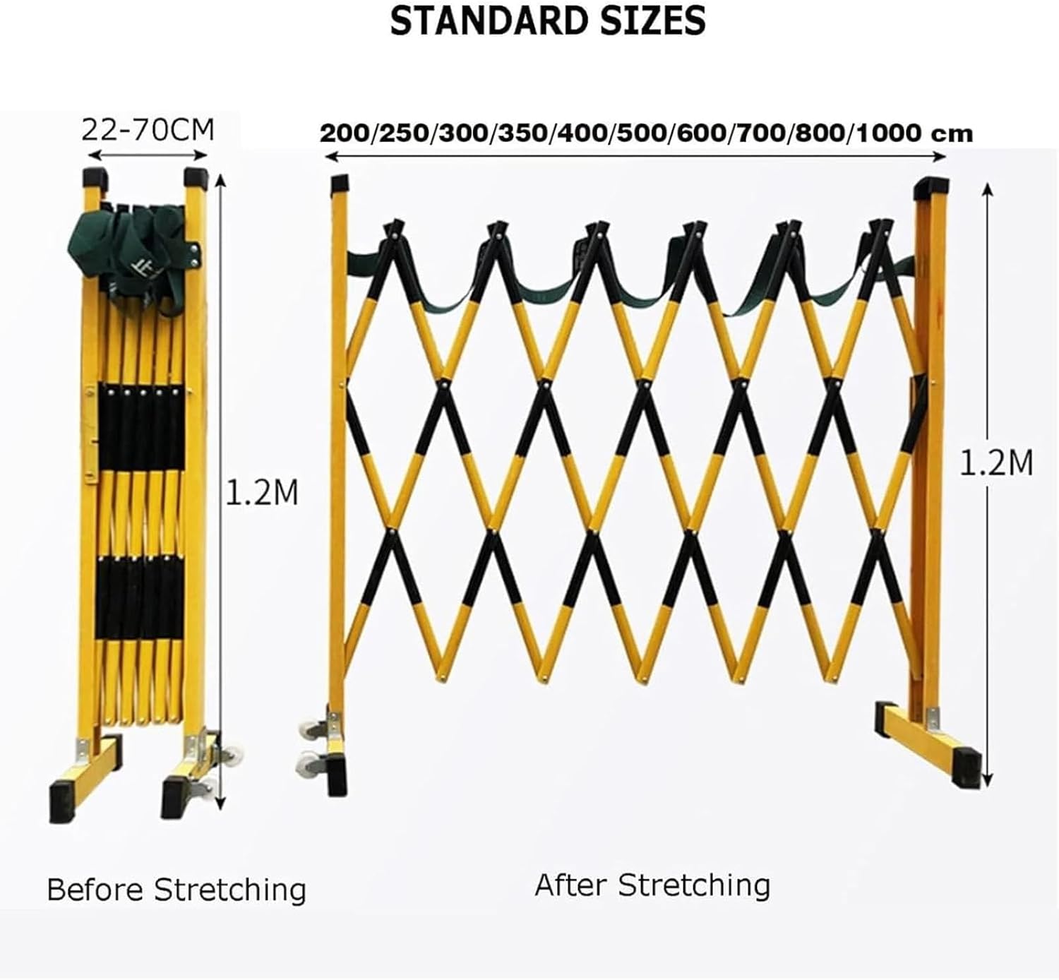 Expandable Mobile Barricade - Retractable Traffic Barrier with Casters Flexible Crowd Control Fence for Safety in Playgrounds Parks Hotels & Events
