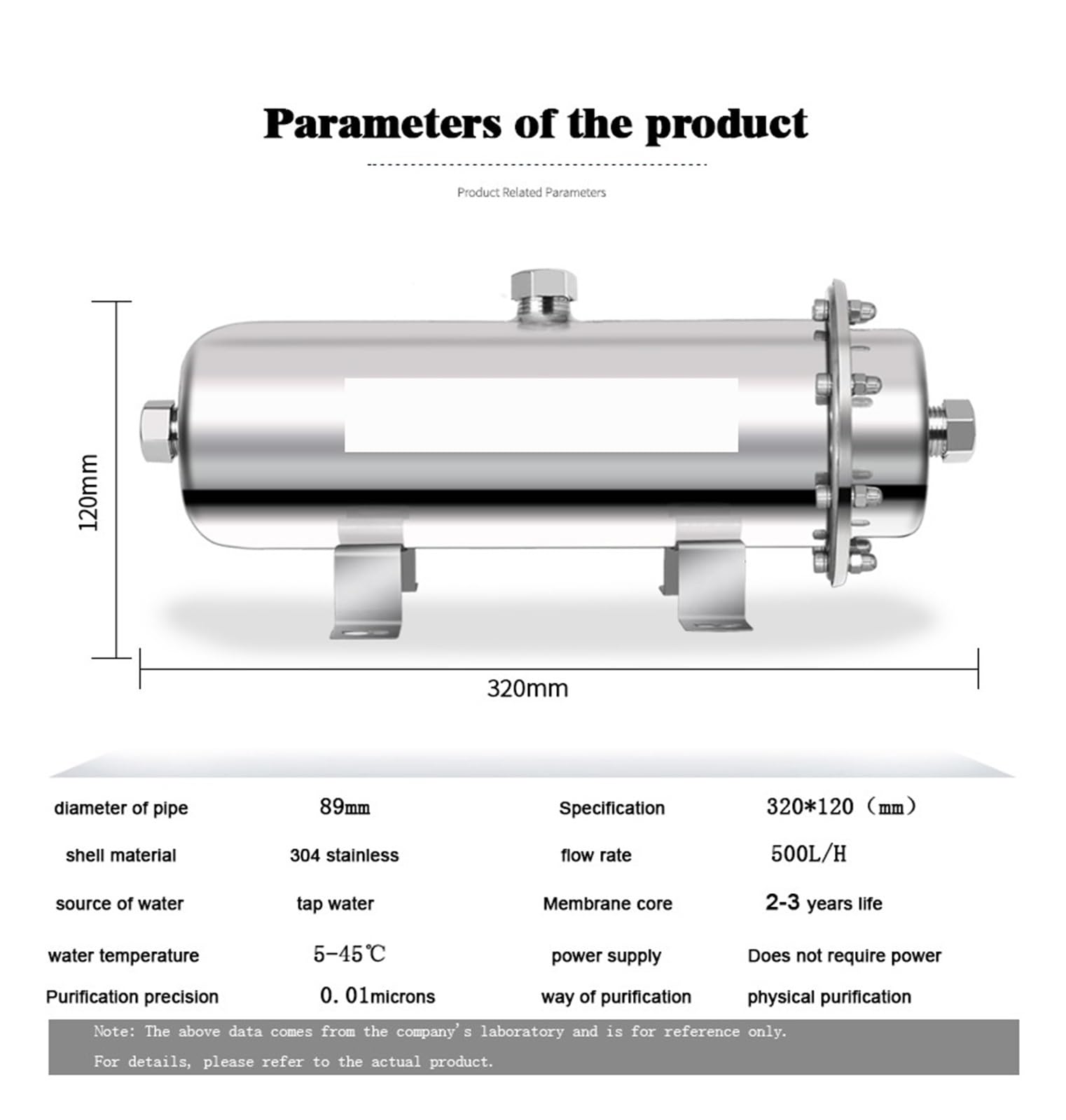 Filtro de agua debajo del fregadero, Purificador de agua Filtro de membrana de ultrafiltración de acero inoxidable, Máquina de equipo de purificación de agua con filtro doméstico para su cocina, baño,