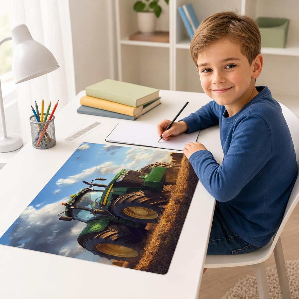 Sous-main effaçable pour enfants Tracteur agricole 60 x 40 cm vinyle Fabriqué en Allemagne
