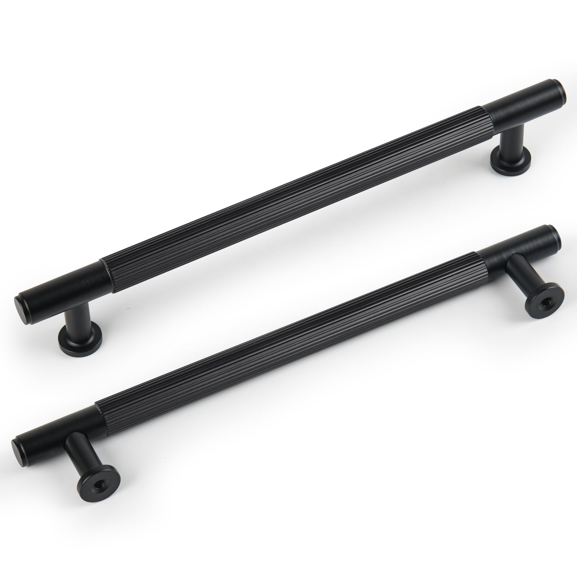 SALISENG Matt Black Kitchen Cabinet Pulls, 5 Pack 6-3/10 Inch Solid Brass Drawer Dresser Handles, Modern Furniture Door Pulls for Bathroom Cabinet