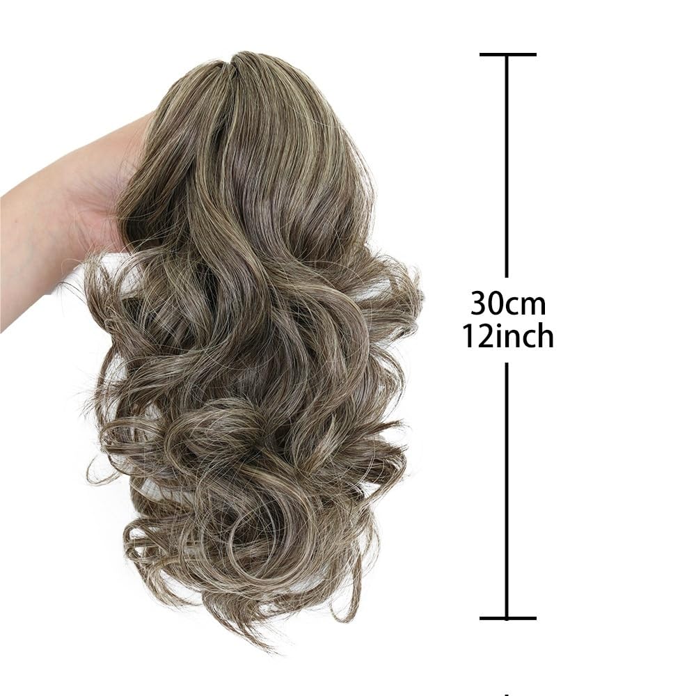 Damskie kręcone włosy 30 cm, falowany kucyk, pazur do klipsów, naturalnie wyglądająca syntetyczna treska dla kobiet, do codziennego użytku (12H613)