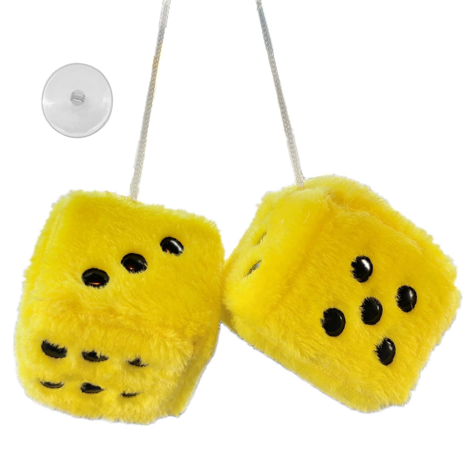 Hanging Dice 3-inch Retro Square Hanging Couple Fuzzy Plush Dice with Dots for Car Interior Ornament Decorations Plush for Car