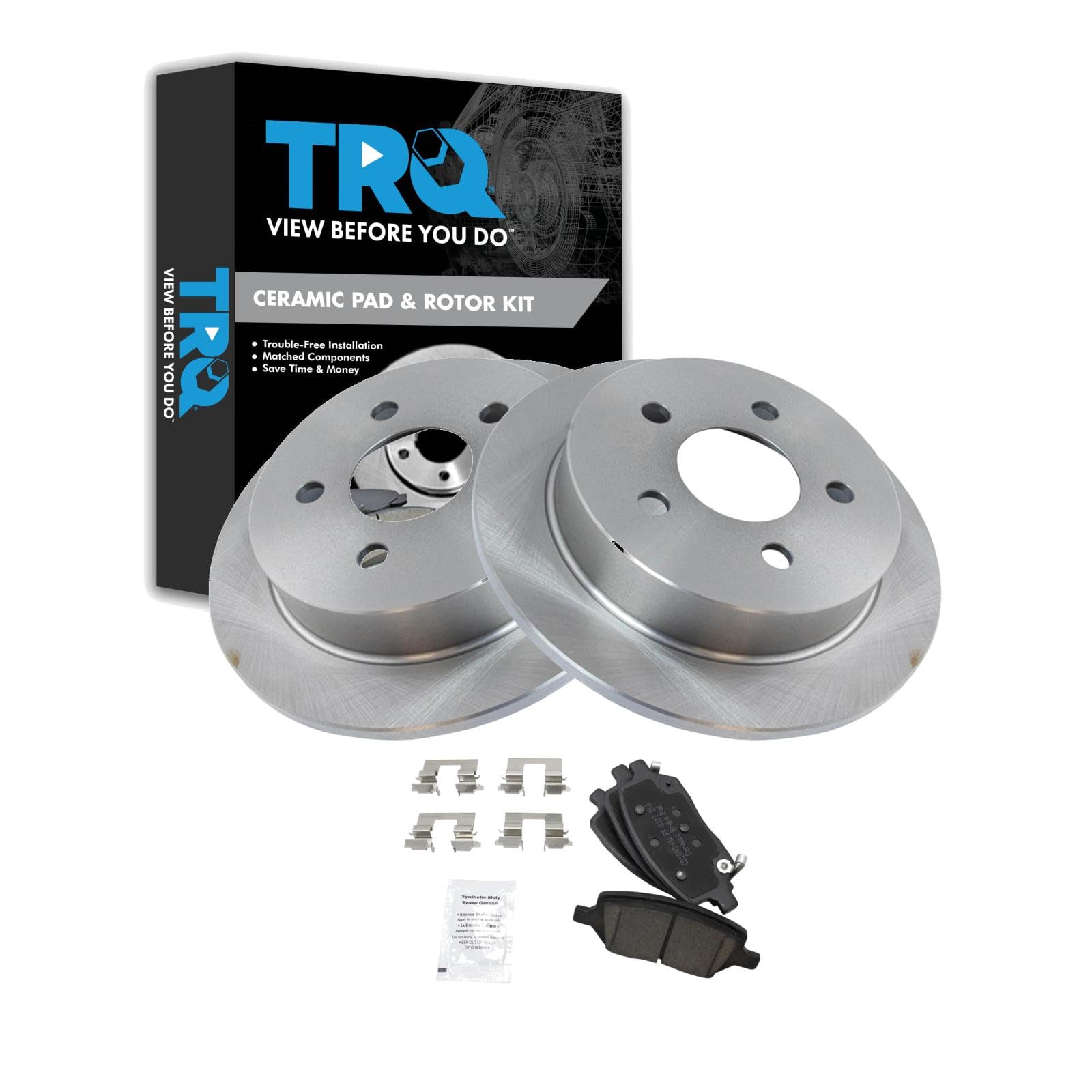TRQ Rear Brake Pad and Rotor Set Ceramic Compatible with 2005 Pontiac Montana
