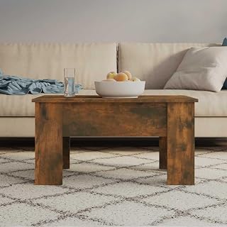 Modern Coffee Table with Hidden Compartment, Lift Top Coffee Table for Home, Office, Smoked Oak 31.1"x19.3"x16.1" Engineered Wood,-943