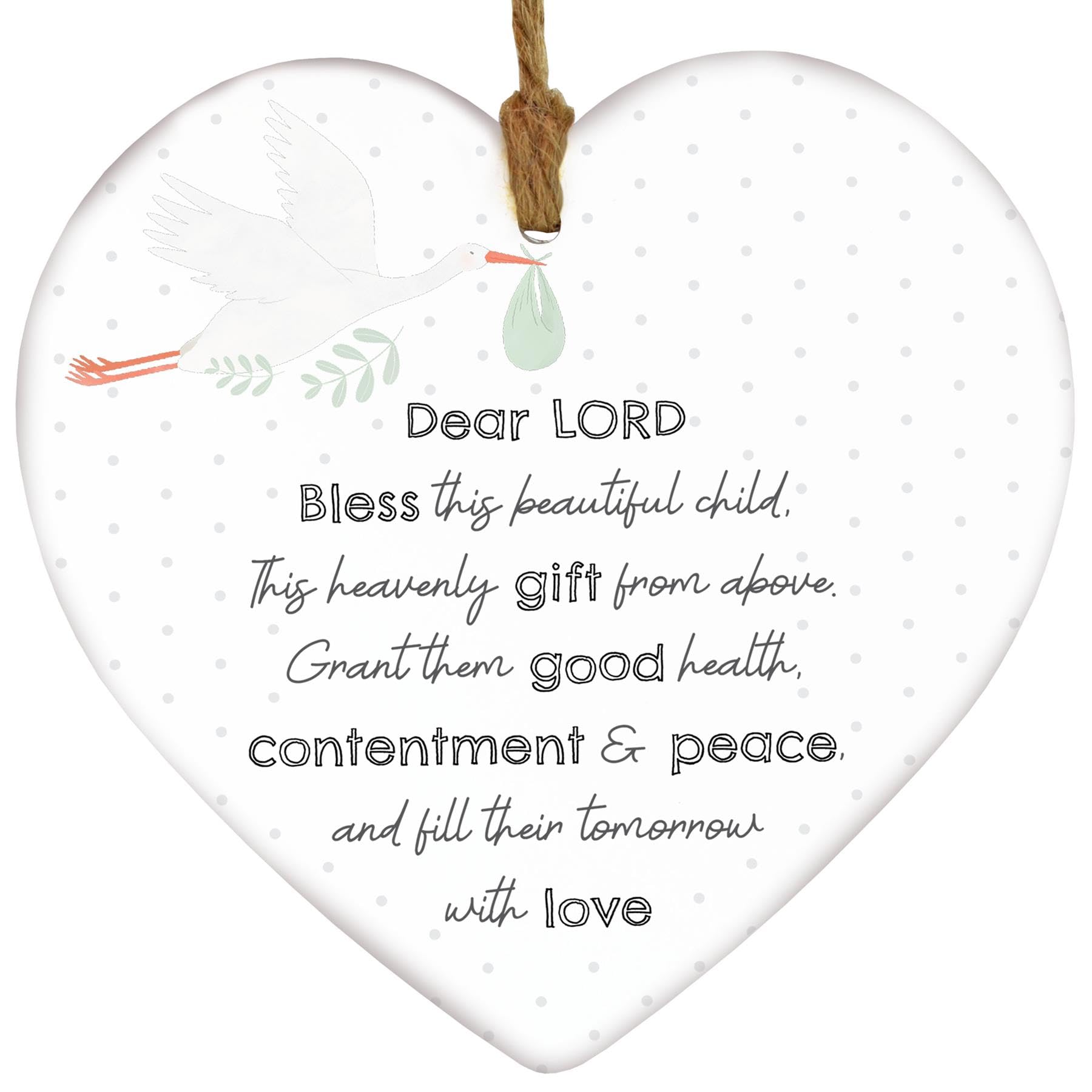 Global Designs Bless This Child Footprints Baby Gift Idea Sentimental Hearfelt Ceramic Heart Plaque
